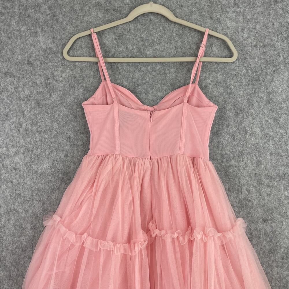 Forever 21 Tulle Ruffled Bustier Dress Womens Small Pink Fairy Whimsy Delicate - Picture 11 of 16
